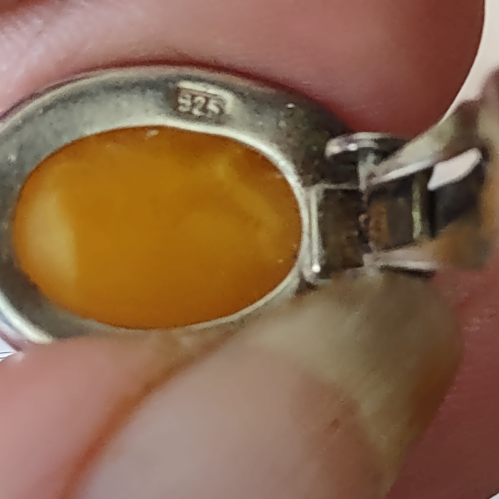 vintage Egg Yolk Baltic Amber Earrings - Sterling Silver - Clip-on - Picture 12 of 16